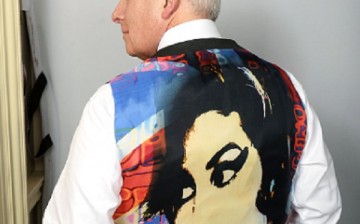 Mitch Winehouse attends the Amy Winehouse  Foundation Ball sporting a waistcoat with an imprint of his daughter, Amy Winehouse.