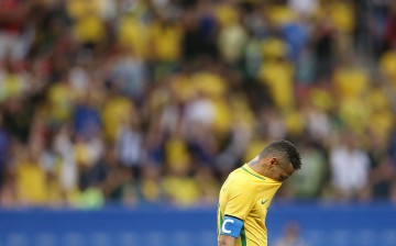 Neymar Jr #10 Brasil during the men's soccer match bewtween Brazil and Iraq at Mane Garrincha Stadium during the Rio 2016 Olympic Games on August 7, 2016 in Brasilia, Brazil. 