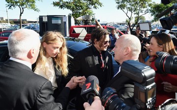 Johnny Depp and Amber Heard arrives at Southport Magistrates Court on April 18, 2016 in Gold Coast, Australia. 