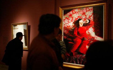 Visitors view artworks at the National Art Museum of China on Dec. 9, 2008, in Beijing, China.