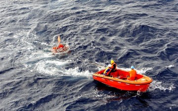 Crew members of the exploration ship Zhang Jian conducting a survey of the Solomon Sea off the coast of Papua New Guinea.