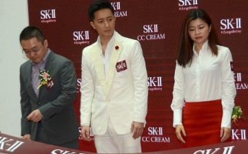 Korean singer and actor Han Geng leads the promotion for a skin care product in Shanghai.