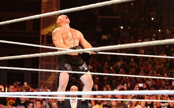 Brock Lesnar enters the ring for his match at WWE SummerSlam 2015.