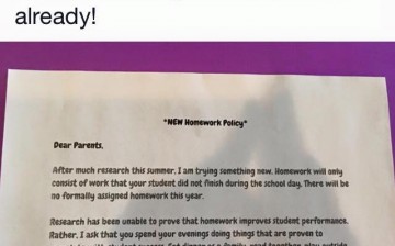Second-grade teacher Brandy Young's letter to parents explaining her new policy on homeworks has gone viral.