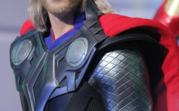 A wax figure of Thor, as portrayed by actor Chris Hemsworth, appears at the Madame Tussauds New York's Interactive Marvel Super Hero Experience at Madame Tussauds on April 26, 2012 in New York City. 