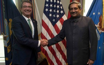 US Defense Secretary Ash Carter and Indian Defense Minister Manohar Parrikar during the latter's visit to the Pentagon this week.
