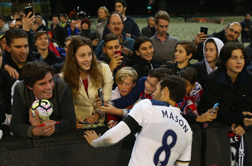 Ryan Mason of Tottenham Hotspur acknowledges fans after the 2016 International Champions Cup Australia match between Tottenham Hotspur and Atletico de Madrid at Melbourne Cricket Ground on July 29, 2016 in Melbourne, Australia.