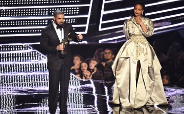 Drake presents Rihanna with the The Video Vanguard Award during the 2016 MTV Video Music Awards at Madison Square Garden on August 28, 2016 in New York City.   
