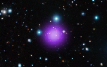The galaxy cluster CL J1001+0220 is located about 11.1 billion light years from Earth.