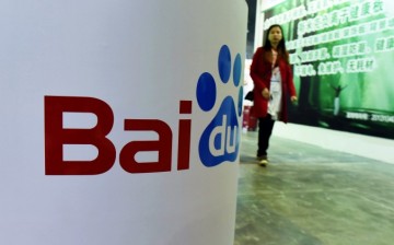 Baidu's booth is seen at the International Technology Fair in Shanghai on April 21.