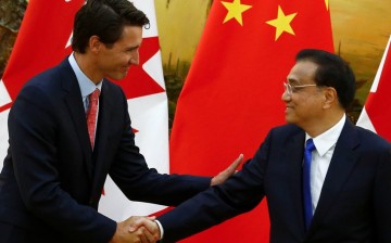 Canadian Prime Minister Justin Trudeau and Chinese Premier Li Keqiang.