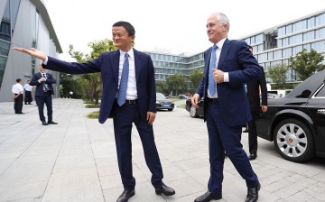 Jack Ma welcomes Australian Prime Minister Malcolm Turnbull at Alibaba headquarters in Hangzhou.