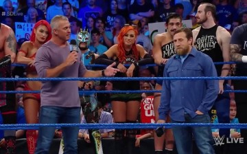 Commissioner Shane McMahon and general manager Daniel Bryan talk to the entire SmackDown Live roster.