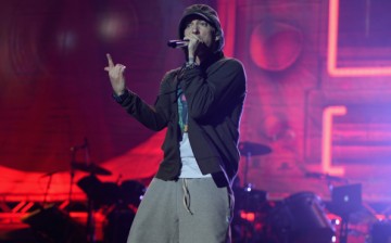 Eminem performs at Samsung Galaxy stage during 2014 Lollapalooza Day One at Grant Park on August 1, 2014 in Chicago, Illinois.  