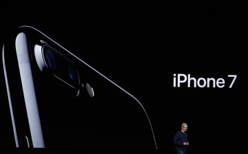 Apple CEO Tim Cook announces the new Apple iPhone 7 during a launch event on September 7, 2016 in San Francisco, California.