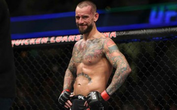 CM Punk reacts to his loss to Mickey Gall during the UFC 203 event at Quicken Loans Arena on September 10, 2016 in Cleveland, Ohio.