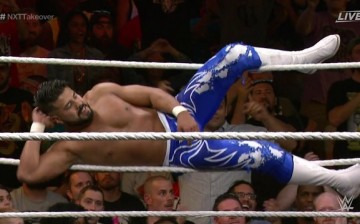 Andrade 'Cien' Almas taunts his opponent during his NXT debut. 