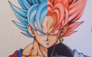 Goku Super Saiyan Blue and Black Goku Super Saiyan Rose transformation fan art.