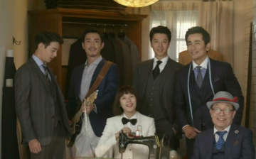 (L-R) Hyun Woo, Choi Won Young, Lee Dong Gun, Cha In Pyo, Jo Hyun Hee (seated) and Shin Goo star in the KBS drama 'The Gentlemen of Wolgyesu Tailor Shop.'