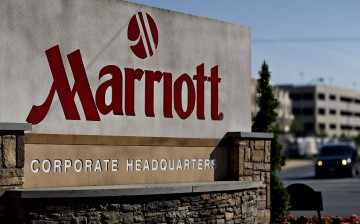 A company sign is displayed outside Marriott's headquarters in Maryland, U.S.