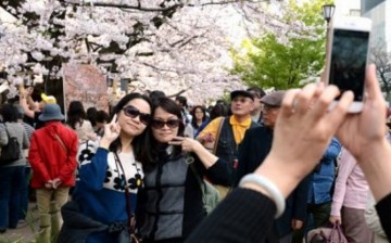 Chinese tourists in Tokyo.   