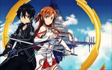 Kirito and Asuna in the popular TV anime series 'Sword Art Online'