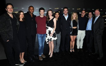 Andrew Kreisberg, Audrey Marie Anderson, David Ramsey, Grant Gustin, Danielle Panabaker,Carlos Valdes, Stephen Amell, Emily Bett Rickards, Greg Berlanti, Peter Roth and Marc Guggenheim arrive at a special screening for the CW's 'Arrow' And 'The Flash.'