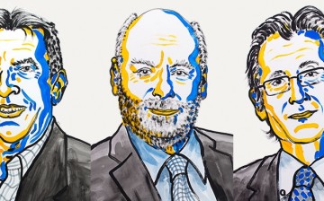 Nobel Laureates in Chemistry 2016. Jean-Pierre Sauvage, Sir James Fraser Stoddart and Bernard Lucas Feringa.