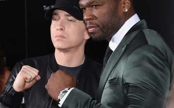 Marshall Bruce Mathers III, who is professionally known as Eminem, and Curtis James Jackson III, who is professionally known as 50 Cent, attend the 'Southpaw' New York Premiere at AMC Loews Lincoln Square on July 20, 2015 in New York City. 