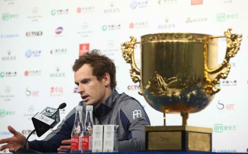 Andy Murray speaks at a press conference after the China Open finals.