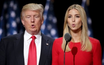Republican presidential candidate Donald Trump and his daughter Ivanka Trump test the teleprompters and microphones on stage before the start of the fourth day of the Republican National Convention at the Quicken Loans Arena in Cleveland, Ohio.