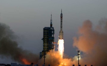 Shenzhou-11 manned spacecraft blasts off from the Jiuquan Satellite Launch Center in Northwest China, Oct. 17, 2016.