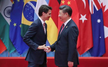 Canadian Prime Minister Justin Trudeau and Chinese President Xi Jingping meet at the G20 Summit.