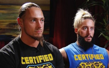 Enzo Amore and Big Cass reacts to a question during an interview on Monday Night Raw.