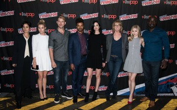  Carrie-Anne Moss, Rachel Taylor, Wil Traval, Eka Darville, Krysten Ritter, Melissa Rosenberg, Erin Moriarty and Mike Colter attend the Netflix Presents The Casts Of Marvel's Daredevil And Marvel's Jessica Jones At New York Comic-Con at Jacob Javits Cente