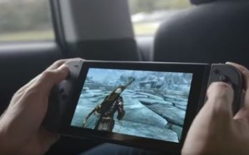 A man plays 'Skyrim' on the Nintendo Switch.