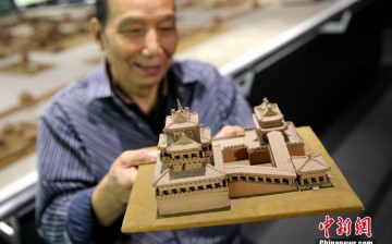 Wang Tailai shows his work in Xi'an, Shaanxi Province, on Oct. 20, 2016. 