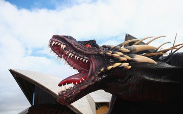 A model of one of Daenerys' dragons is seen at photo call to launch 