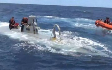 Drug smuggling submarine intercepted by U.S. Coast Guard.      
