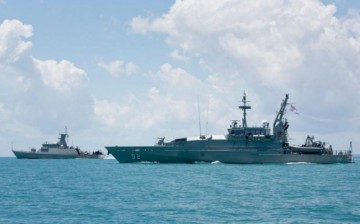 Armidale Class Patrol Boat HMAS Wollongong sails in-company with Indonesian Naval vessel KRI Sampari at Exercise Cassowary.