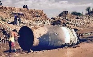 Part of an upper stage of a Chinese Long March-11 rocket that crashed in Myanmar.