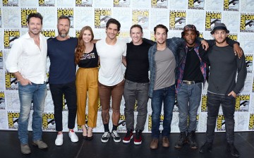 SAN DIEGO, CA - JULY 21: (L-R) Actors Ian Bohen, J. R. Bourne, Holland Roden, and Tyler Posey, writer/executive producer Jeff Davis, and actors Dylan Sprayberry, Khylin Rhambo, and Cody Christian attend the 'Teen Wolf' panel during Comic-Con International