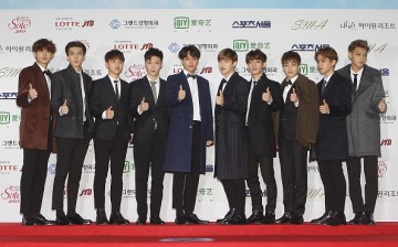 EXO arrive for the 24th Seoul Music Awards at the Olympic Park on January 22, 2015 in Seoul, South Korea.
