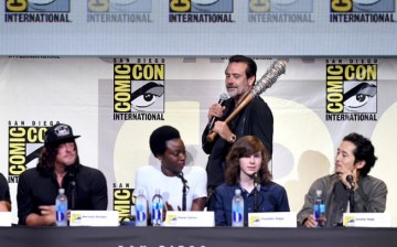 Norman Reedus, Danai Gurira, Jeffrey Dean Morgan, Chandler Riggs and Steven Yeun attend AMC's 'The Walking Dead' panel during Comic-Con International 2016 at San Diego Convention Center. 