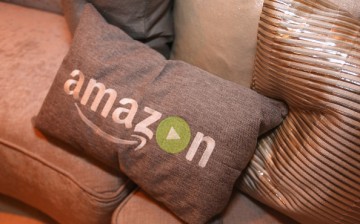 Pillows emblazoned with the Amazon logo are displayed at Amazon's Golden Globe Awards Celebration at The Beverly Hilton Hotel on January 10, 2016 in Beverly Hills, California. 