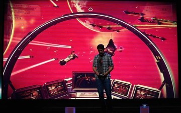 Hello Games, Sean Murray demonstrates 'No Man's Sky' during the Sony E3 press conference at the L.A. Memorial Sports Arena on June 15, 2015 in Los Angeles, California.