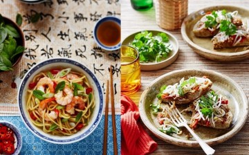 World-class: 100 restaurants in China got recognized on a global scale. (L) Prawn noodles with mint and chili and (R) Chinese eggs with noodles, coriander and alfalfa.