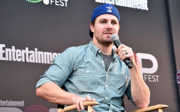 Stephen Amell speaks onstage during the CW Superheroes panel at Entertainment Weekly's PopFest at The Reef on October 29, 2016 in Los Angeles, California