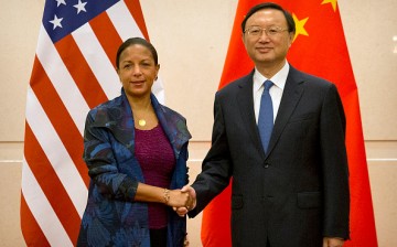 U.S. National Security Adviser Susan Rice and Chinese State Councilor Yang Jiechi during the roundtable talks at the Diaoyutai State Guesthouse in Beijing in July.