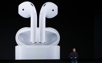 Apple Senior Vice President of Worldwide Marketing Phil Schiller announces AirPods during a launch event on September 7, 2016 in San Francisco, California.